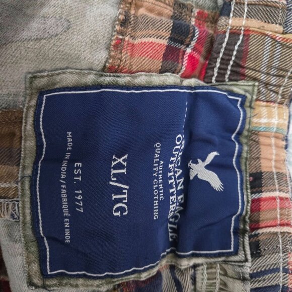 American Eagle Outfitters Drawstring pants mens  Patchwork plaid & Camo XL - Picture 6 of 6